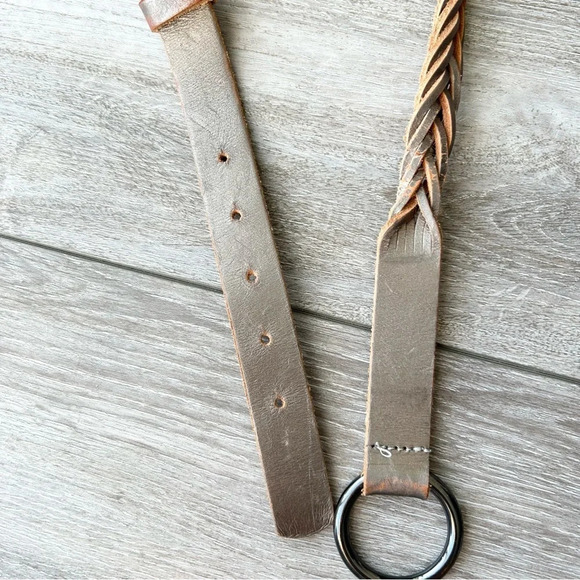 Gap Pearl Silver Leather Braided Leather Belt - Picture 9 of 12
